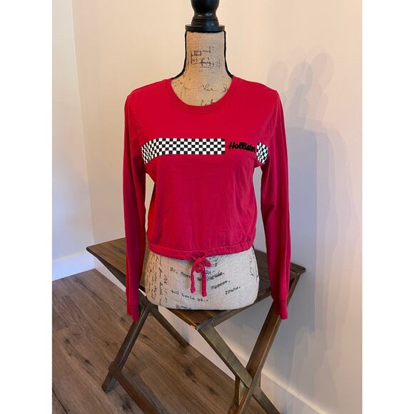 Red Hollister Long Sleeve Crop Top Size Small - Picture 1 of 3